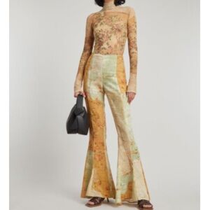 Acne Studios Printed Linen Pattern Flare Lightweight Pants size 40/US 8-10 NEW